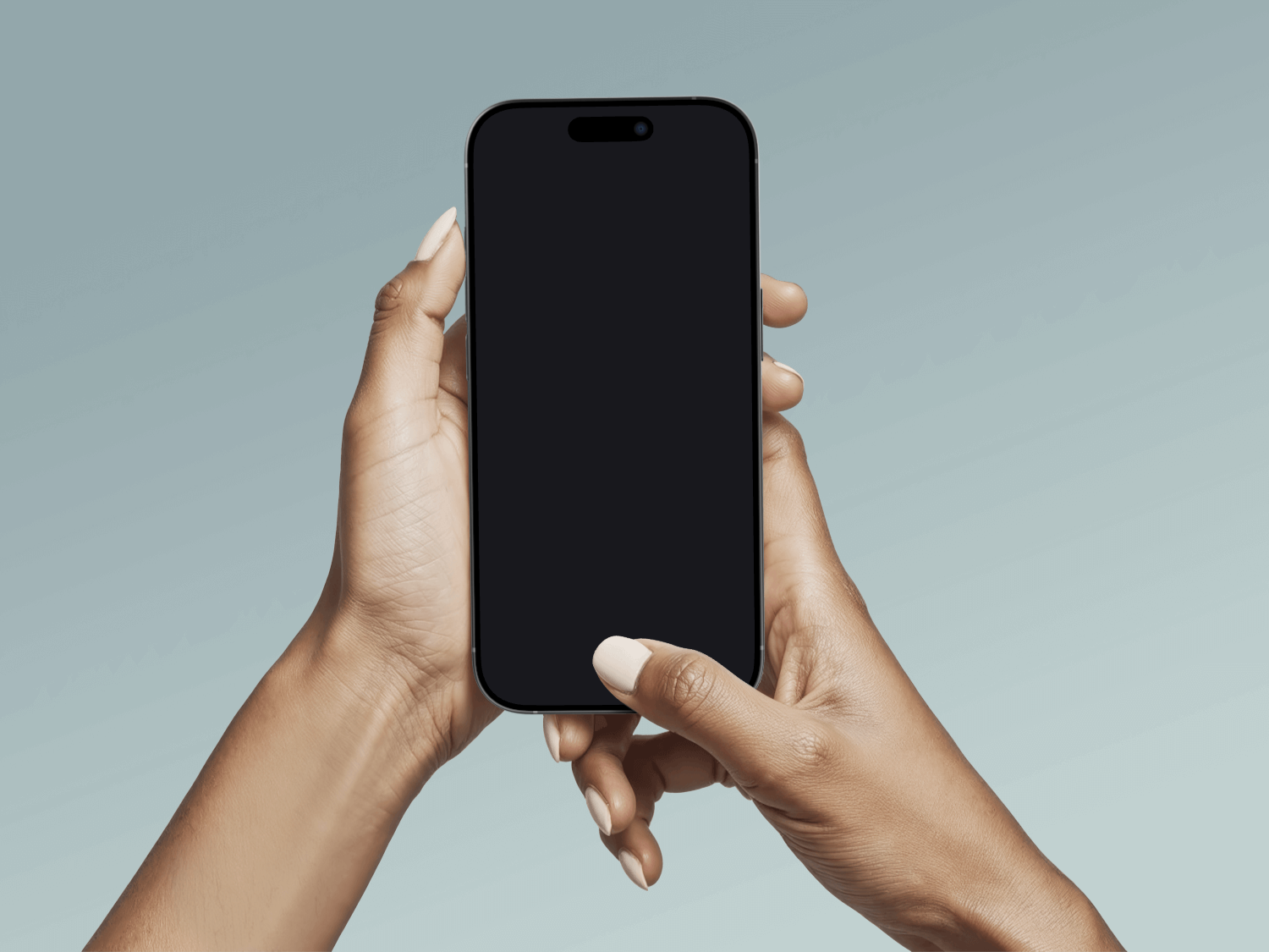 Hand holding iPhone showing AR experience